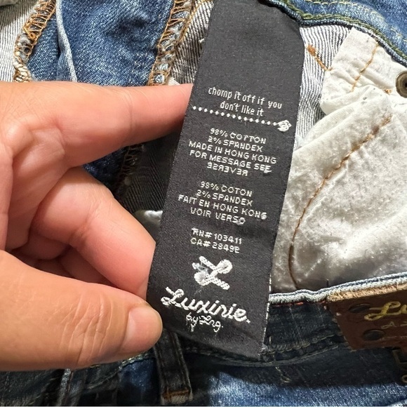 LUXIRIE by LRG embroidered Boot Cut Denim Jeans Vintage 90s Y2K fashion size 9 - Picture 6 of 16